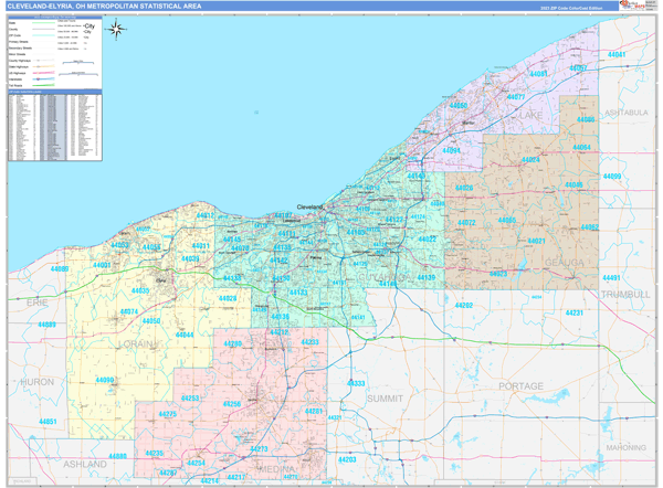 Cleveland-Elyria Metro Area Wall Map